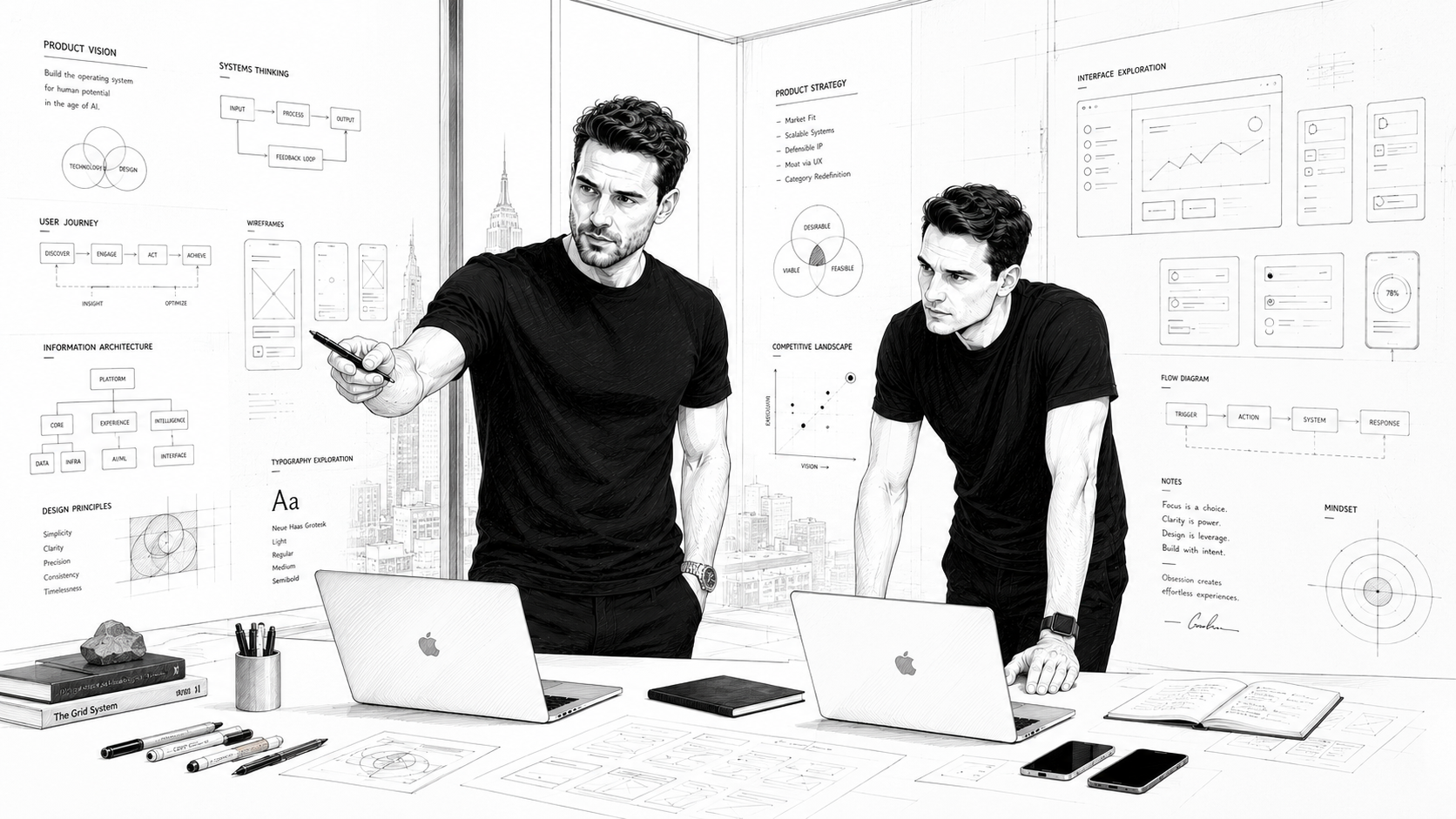Sketch of the Vantage team at work