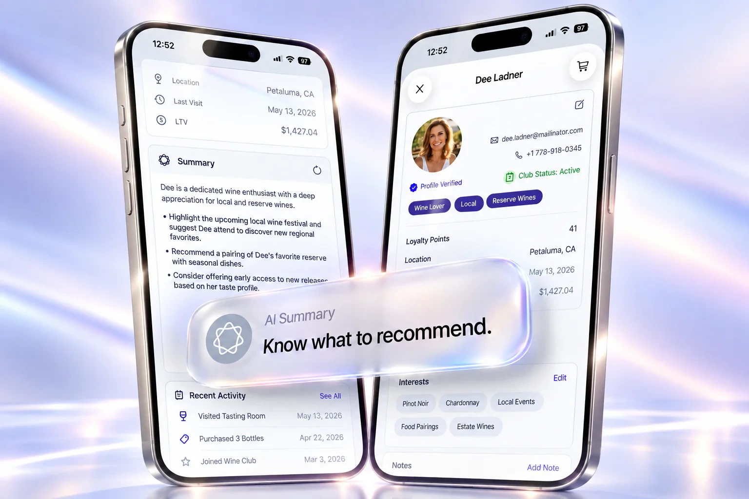 Vintiga AI guest profile on iPhone